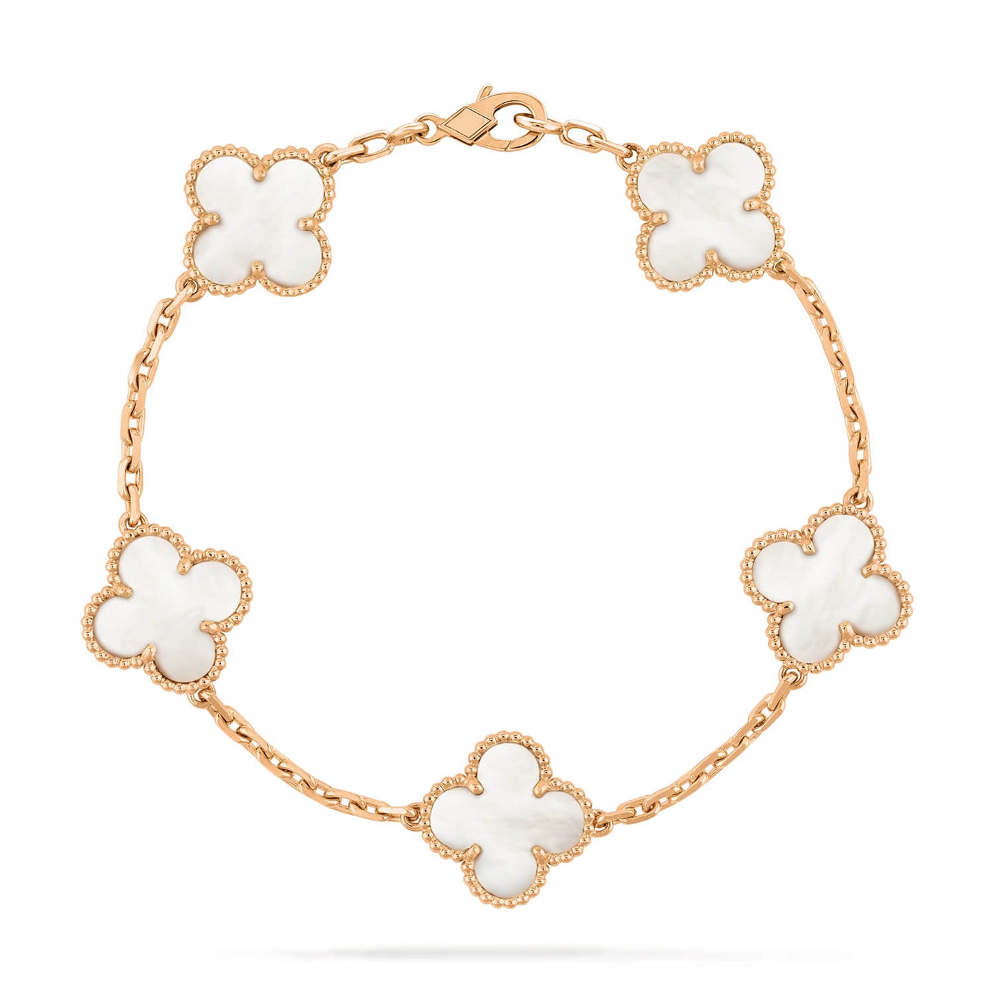 [Royal Jewelry]CLOVER  5 MOTIF WHITE MOP BRACELET