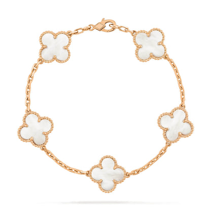[Royal Jewelry]CLOVER  5 MOTIF WHITE MOP BRACELET