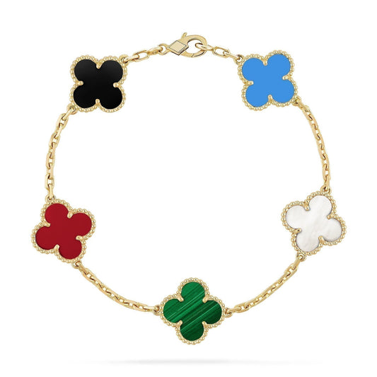 [Royal Jewelry]BRACELET CLOVER 5 MOTIFS MULTICOLORE