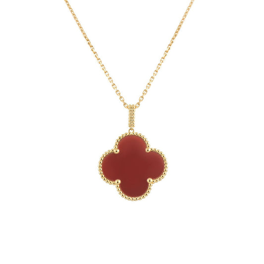 [Royal Jewelry]CLOVER 25MM NECKLACE GOLD CARNELIAN
