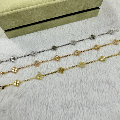 [Royal Jewelry]CLOVER 6 MOTIF DIAMOND LASER BRACELET