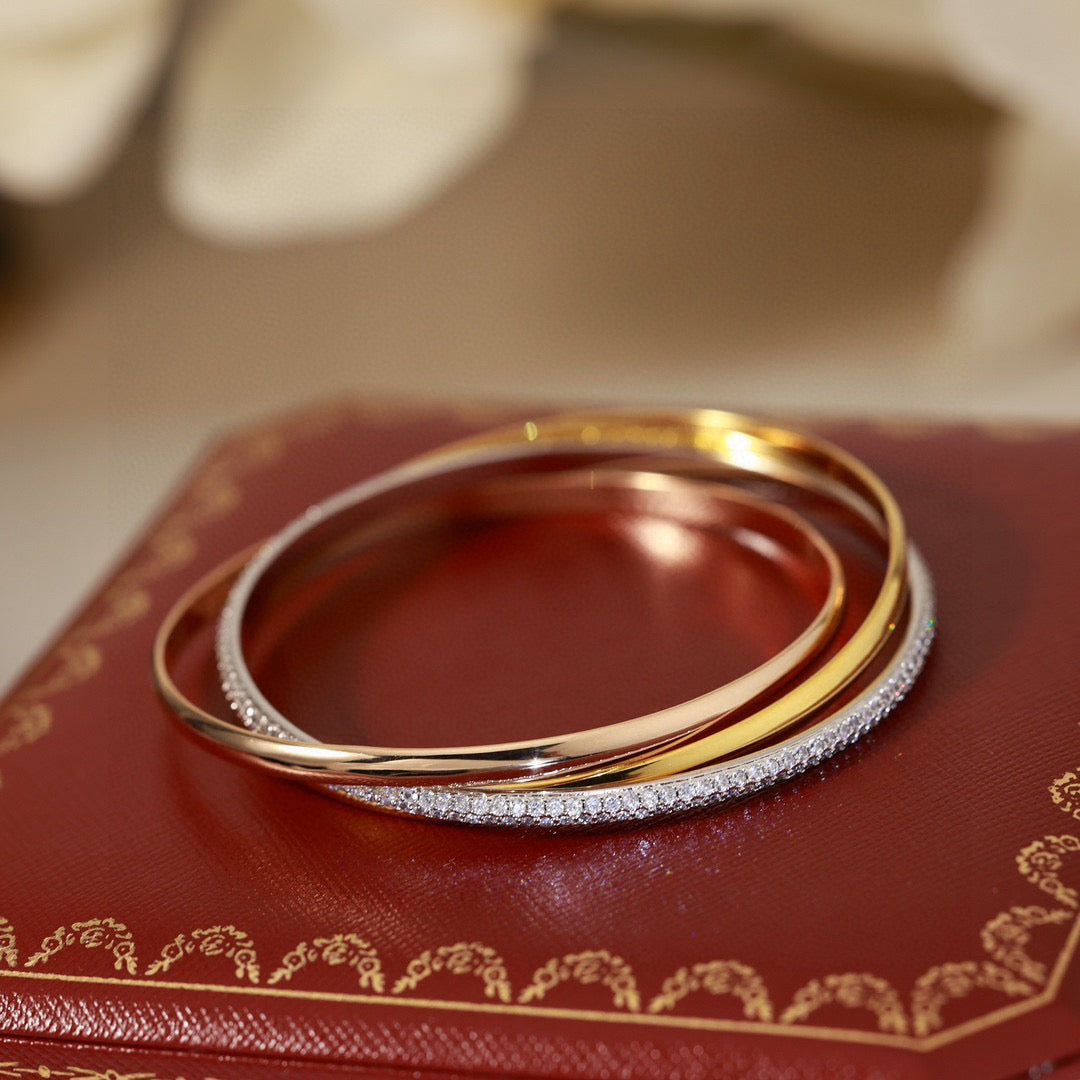 [ロイヤルジュエリー]トリニティ トリコロールゴールド スリーリング ブレスレット