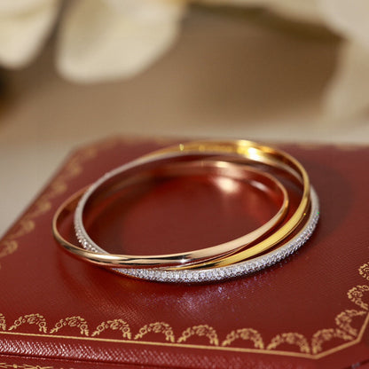 [ロイヤルジュエリー]トリニティ トリコロールゴールド スリーリング ブレスレット