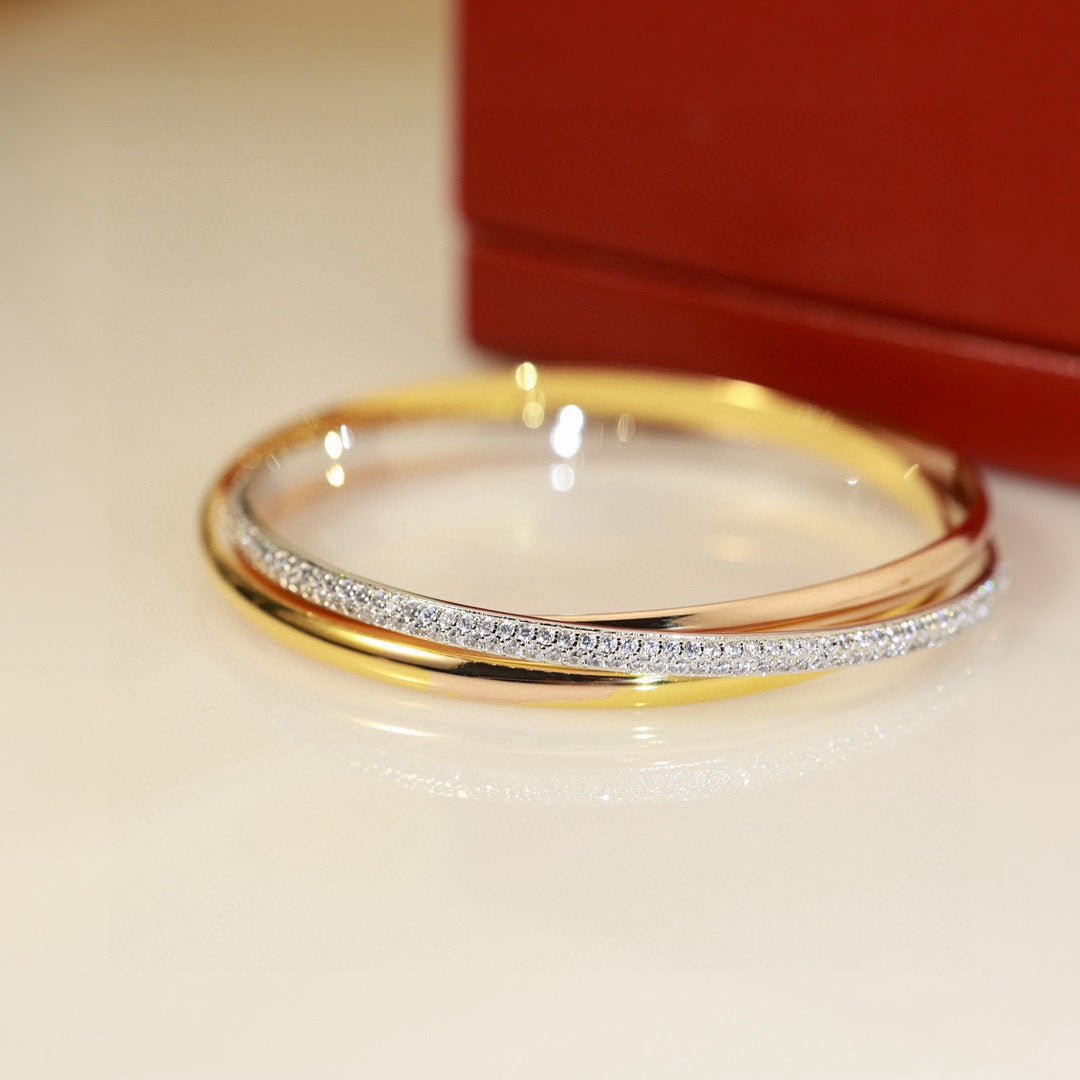 [ロイヤルジュエリー]トリニティ トリコロールゴールド スリーリング ブレスレット