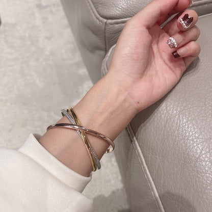 [ロイヤルジュエリー]トリニティ トリコロールゴールド スリーリング ブレスレット