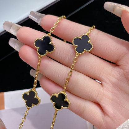 [Royal Jewelry]CLOVERS THE 10-MOTIFS ONYX NECKLACE