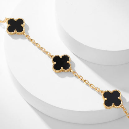 [Royal Jewelry]CLOVERS THE 10-MOTIFS ONYX NECKLACE