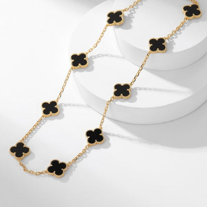 [Royal Jewelry]CLOVERS THE 10-MOTIFS ONYX NECKLACE