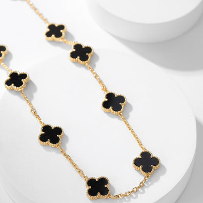 [Royal Jewelry]CLOVERS THE 10-MOTIFS ONYX NECKLACE