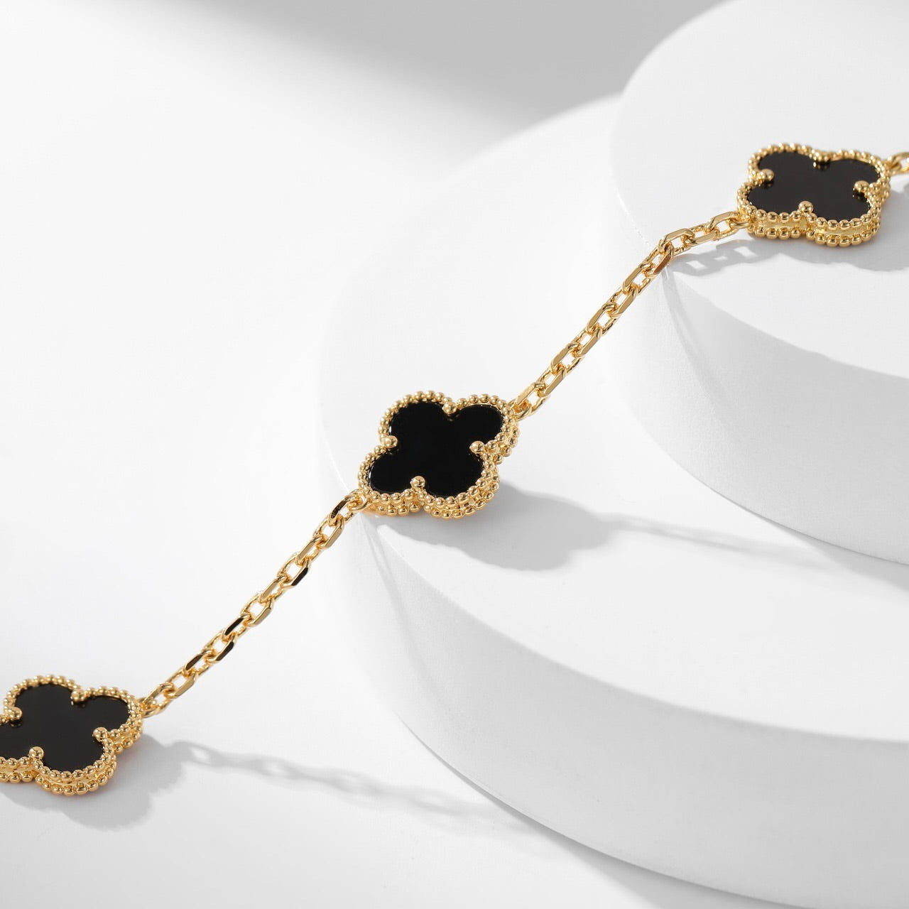 [Royal Jewelry]CLOVERS THE 10-MOTIFS ONYX NECKLACE