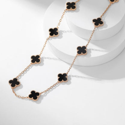 [Royal Jewelry]CLOVERS THE 10-MOTIFS ONYX NECKLACE