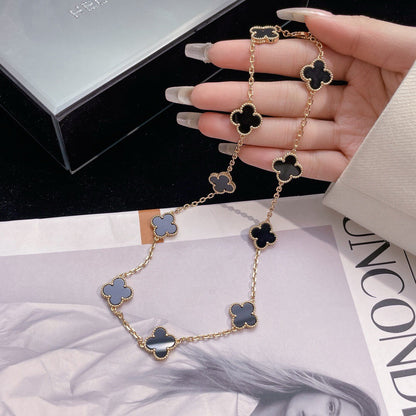 [Royal Jewelry]CLOVERS THE 10-MOTIFS ONYX NECKLACE