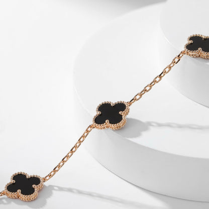 [Royal Jewelry]CLOVERS THE 10-MOTIFS ONYX NECKLACE