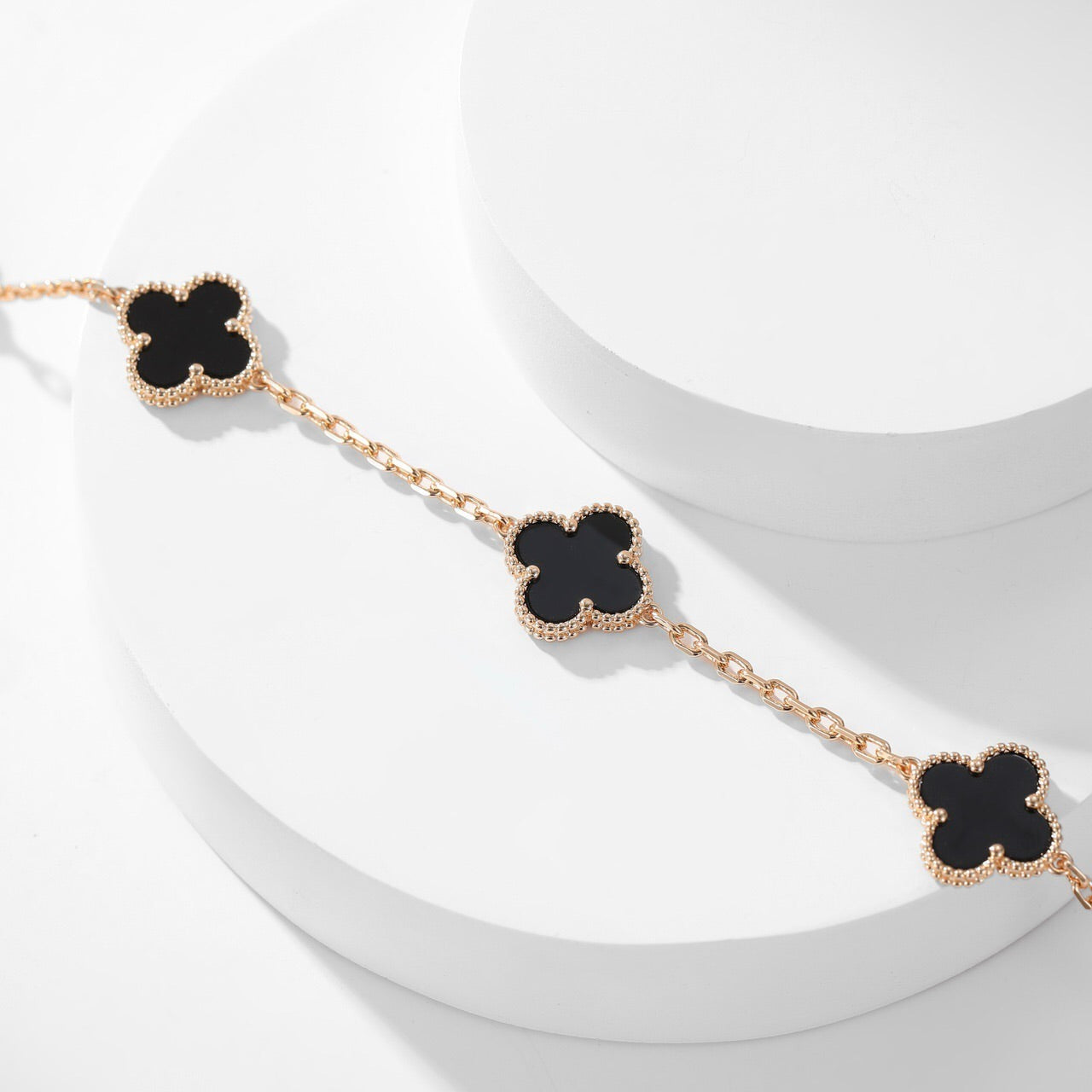 [Royal Jewelry]CLOVERS THE 10-MOTIFS ONYX NECKLACE