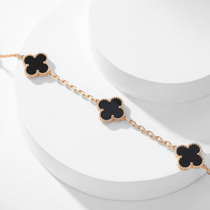 [Royal Jewelry]CLOVERS THE 10-MOTIFS ONYX NECKLACE