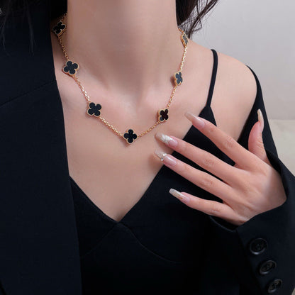 [Royal Jewelry]CLOVERS THE 10-MOTIFS ONYX NECKLACE