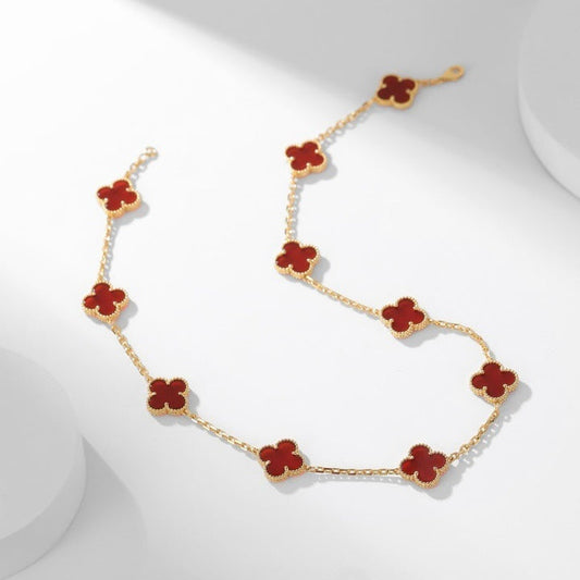 [Royal Jewelry]CLOVERS THE  10-MOTIFS CARNELIAN NECKLACE