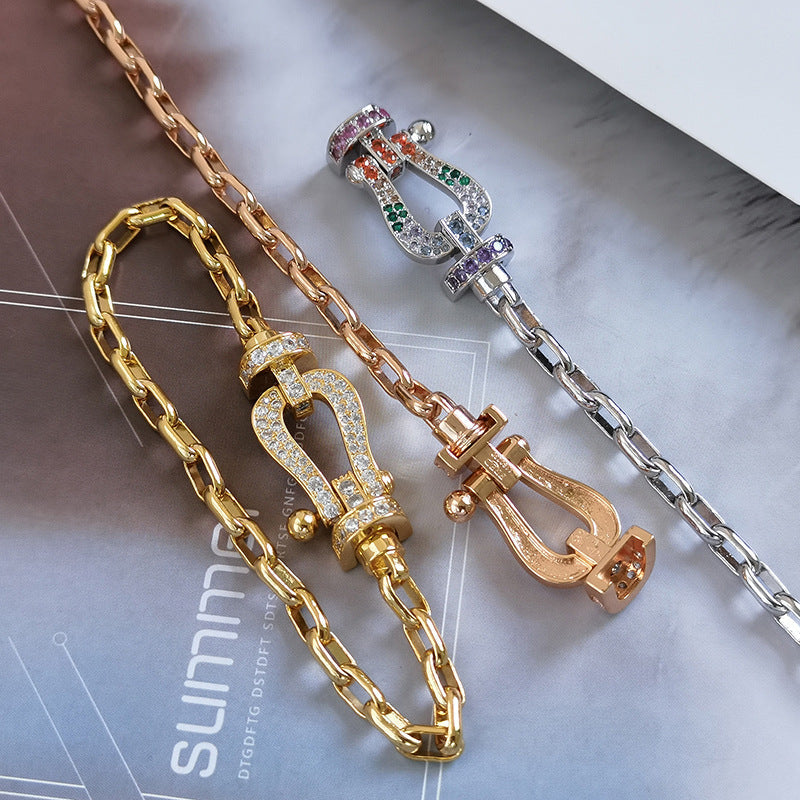 [Royal Jewelry]FORCE LARGE HORSESHOE CLASP  METAL BRACELET