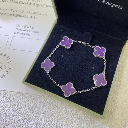[Royal Jewelry]CLOVER  5 MOTIFS  PURPLE VIOLET BRACELET