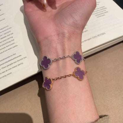 [Royal Jewelry]CLOVER  5 MOTIFS  PURPLE VIOLET BRACELET