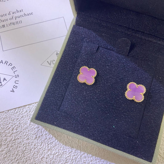 [ロイヤルジュエリー]クローバーミニ 9.5MM パープルバイオレットピアス