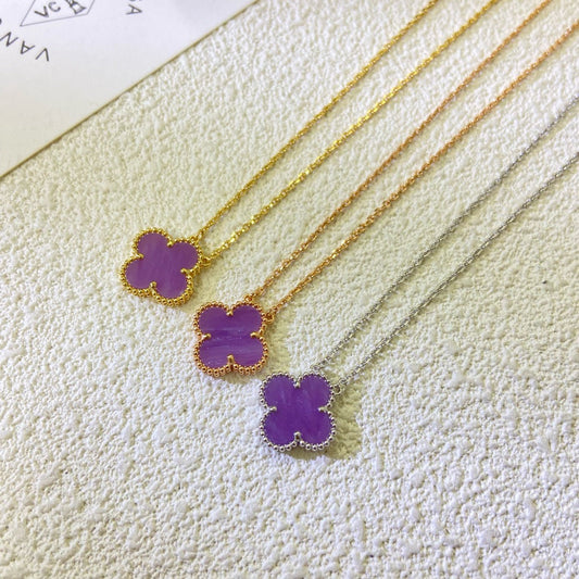 [Royal Jewelry]CLOVER 15MM パープルバイオレット ネックレス