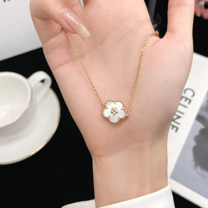 [Royal Jewelry]LUCKY  WHITE MOP  PLUM BLOSSOM NECKLACE