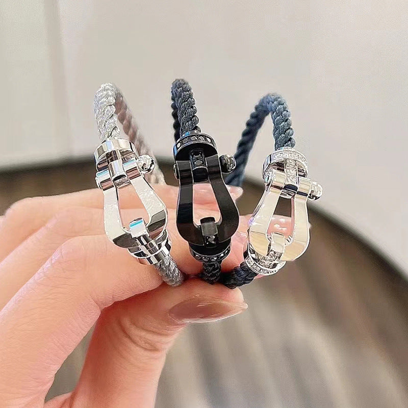 [Royal Jewelry]FORCE LARGE HORSESHOE FULL DIAMOND BRACELET ROSE GOLD