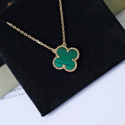 [Royal Jewelry]CLOVER 15MM マラカイト シングル フラワー ネックレス