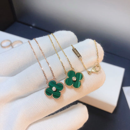 [Royal Jewelry]CLOVER 15MM DIAMOND TURQUOISE NECKLACE
