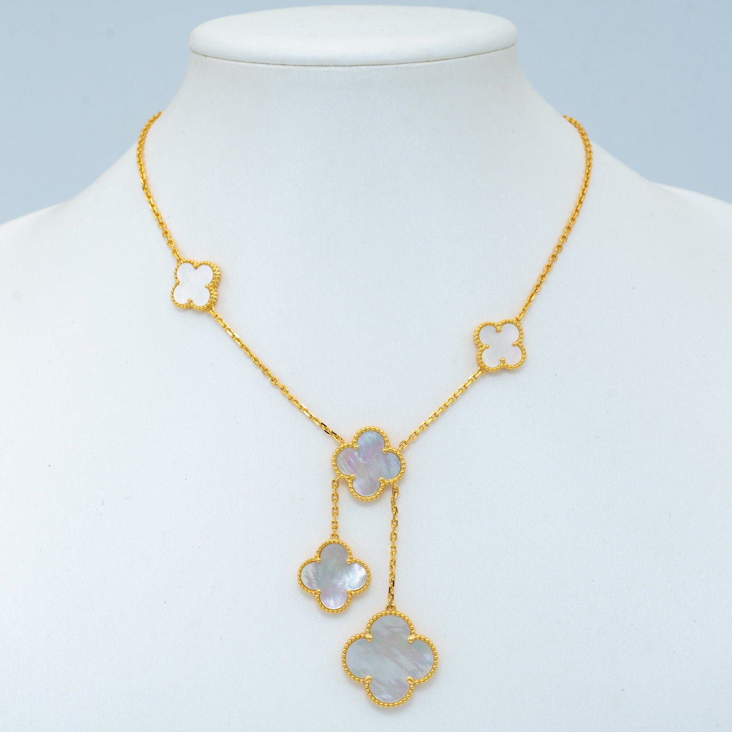 [Royal Jewelry] クローバー マザーオブパール ネックレス 6モチーフ