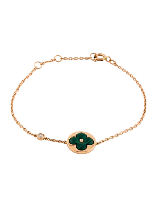 [Royal Jewelry]SUN MALACHITE 1 DIAMOND PINK GOLD BRACELET