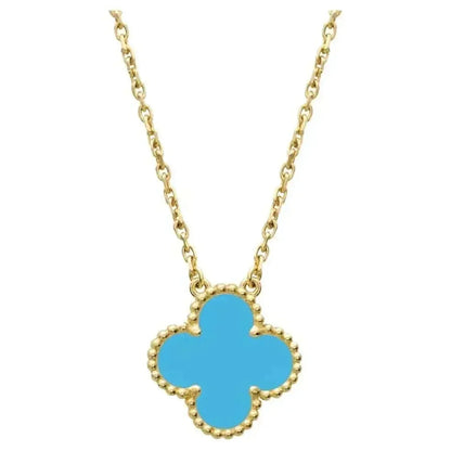 [Royal Jewelry]CLOVER 15MM VINTAGE TURQUOISE NECKLACE