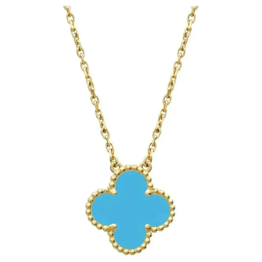 [Royal Jewelry]CLOVER 15MM VINTAGE TURQUOISE NECKLACE
