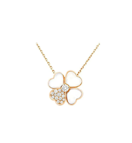 [Royal Jewelry]CLOVER MOP DIAMOND ROSE GOLD NECKLACE