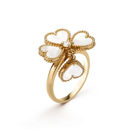 [Royal Jewelry]SWEET CLOVER WHITE MOP RING