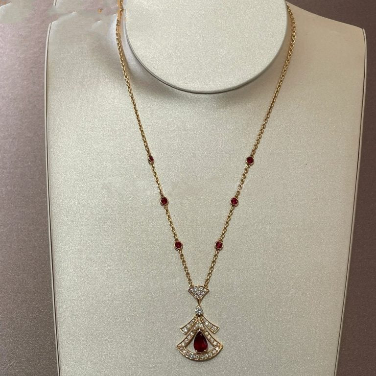 [Royal Jewelry]DREAM NECKLACE CARNELIAN DIAMOND PINK GOLD