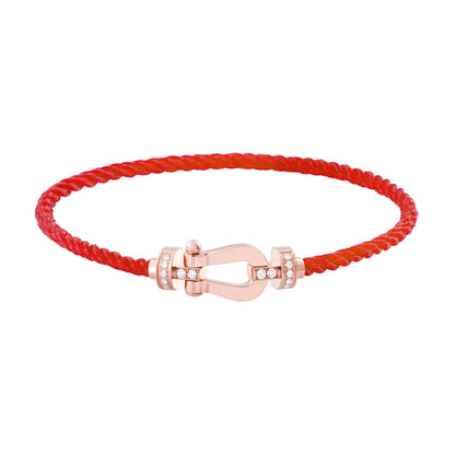 [Royal Jewelry]BRACELET FORCE 10 DEMI-PAVÉ DIAMANTS OR ROSE CORDON ROUGE GRAND ET MOYEN MODÈLE
