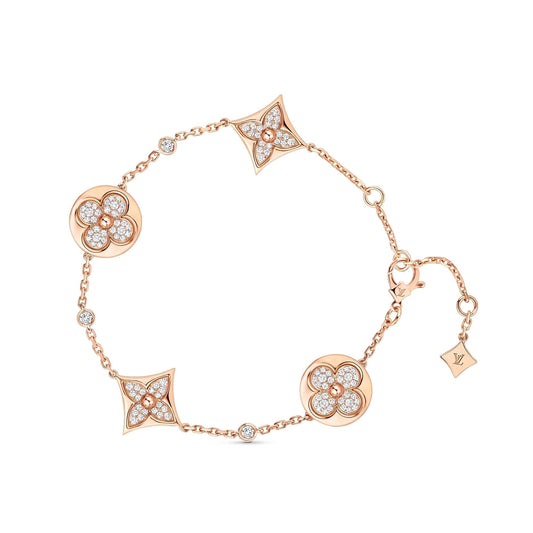 [Royal Jewelry]STAR AND SUN 4 MOTIFS GOLD DIAMONDS BRACELET