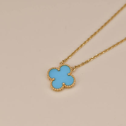 [Royal Jewelry]CLOVER 15MM VINTAGE TURQUOISE NECKLACE
