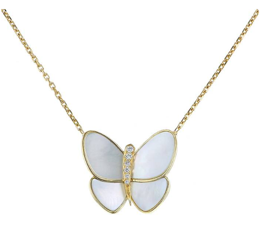 [Royal Jewelry]BUTTERFLY GOLD MOP DIAMOND NECKLACE