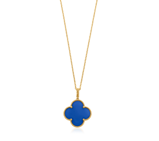 [Royal Jewelry]CLOVER 25MM NECKLACE TURQUOISE ROSE GOLD