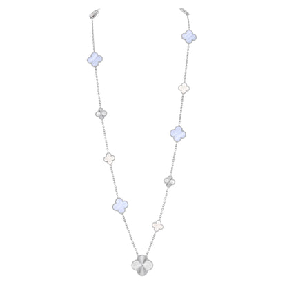 [ロイヤルジュエリー]DETACHABLE CLOVER 15(11+4) FLOWER SILVER NECKLACE SET