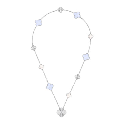 [ロイヤルジュエリー]DETACHABLE CLOVER 15(11+4) FLOWER SILVER NECKLACE SET