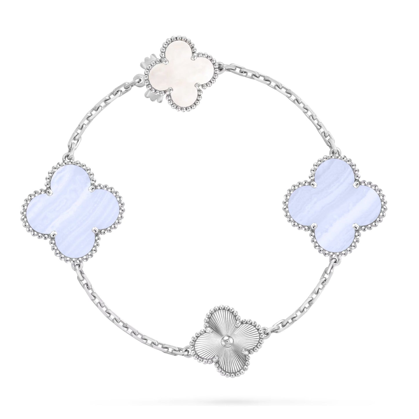 [ロイヤルジュエリー]DETACHABLE CLOVER 15(11+4) FLOWER SILVER NECKLACE SET