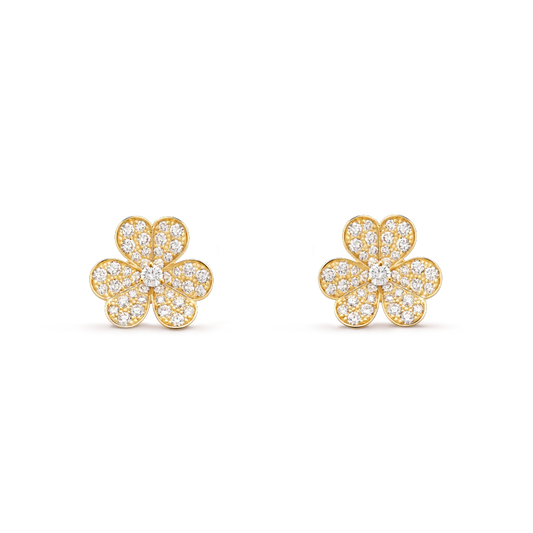 [Royal Jewelry]FRIVOLE GOLD FLOWER DIAMOND EARRINGS