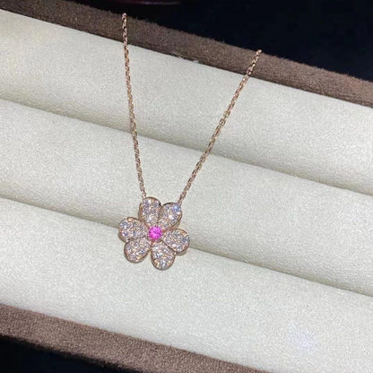 [ロイヤルジュエリー]フリヴォル ローズゴールド フラワー ダイヤモンド ネックレス