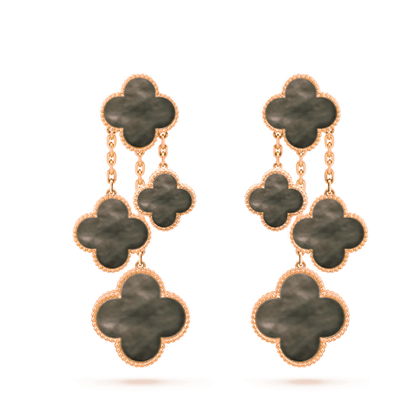 [Royal Jewelry]CLOVER EARRINGS DARK MOP 4 MOTIFS ROSE GOLD