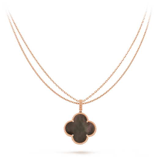 [Royal Jewelry]CLOVER 25MM GOLD DARK MOP BIG CLOVER NECKLACE