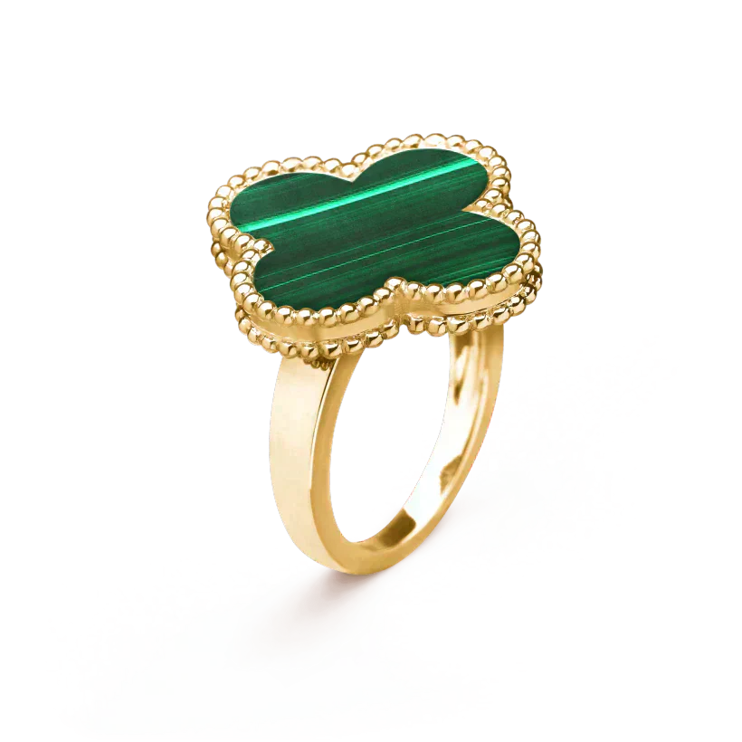 [Royal Jewelry]BAGUE TRÈFLE MALACHITE